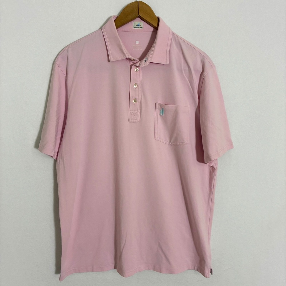 Johnnie-O Hangin' Out Polo Shirt Men's XL Pink Logo Performance Preppy Golf